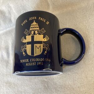 Rare Denver Pope/Saint John Paul II Mug 1993 August Catholic Cup 22k Gold Print